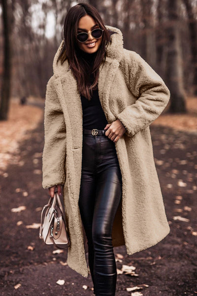 Calista | Women's Long Hooded Sherpa Teddy Coat