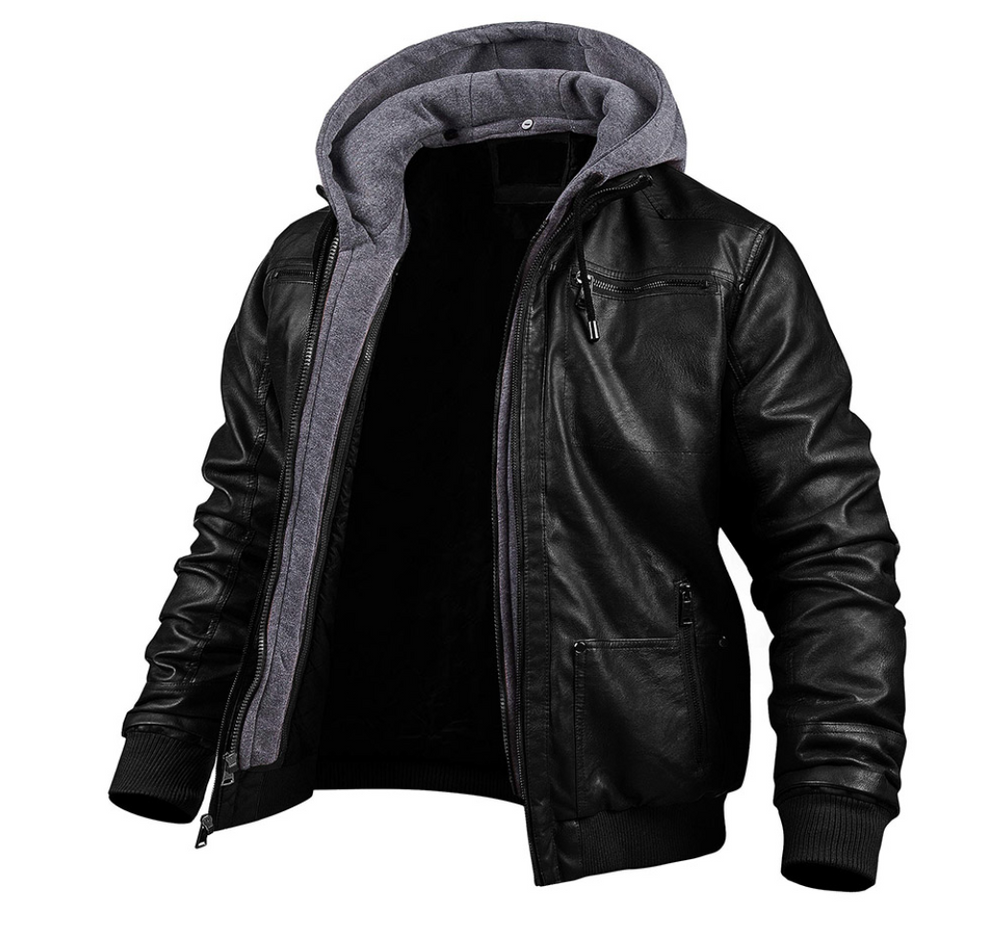 Anders | Men's Leather Jacket Padded Winter