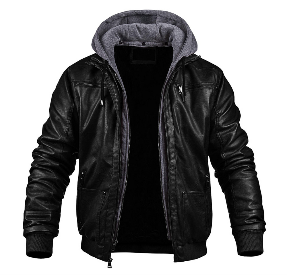 Anders | Men's Leather Jacket Padded Winter