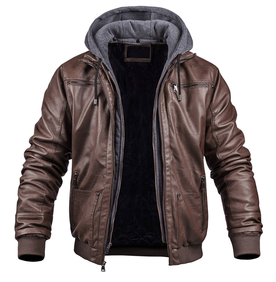 Anders | Men's Leather Jacket Padded Winter
