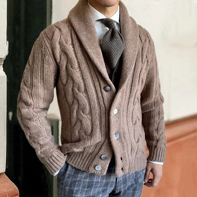 Anselm | Men's Chunky Cable Knit Shawl Cardigan