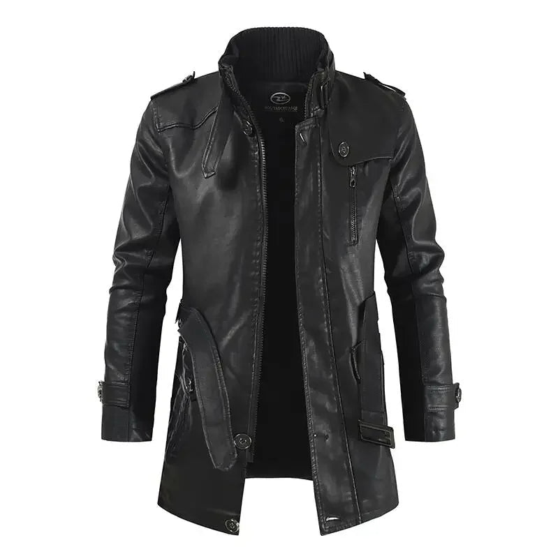 Arlo | Men's Leather Biker Jacket Long Coat