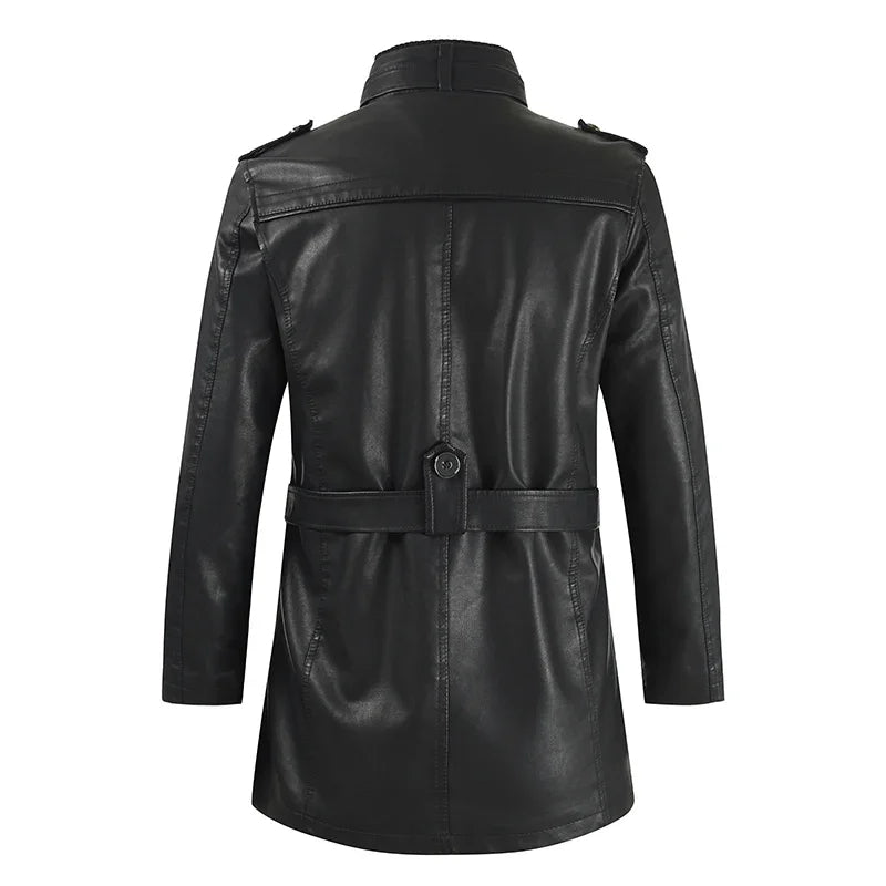 Arlo | Men's Leather Biker Jacket Long Coat