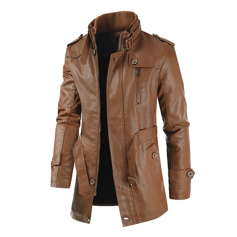Arlo | Men's Leather Biker Jacket Long Coat