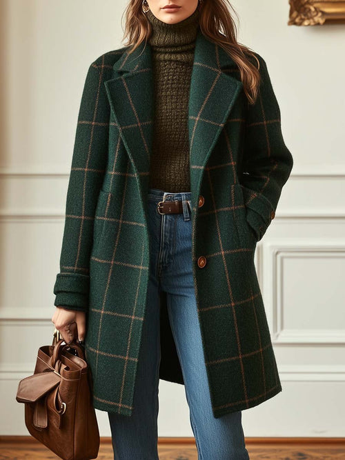 Camille | Women's Tweed Check Coat Trench Longline