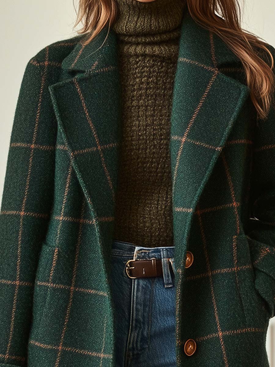 Camille | Women's Tweed Check Coat Trench Longline