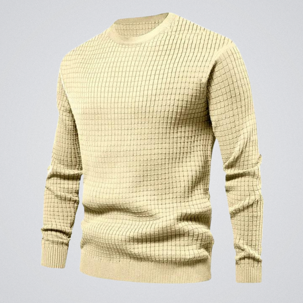 Ezra | Men's Waffle Knit Jumper Crew Neck
