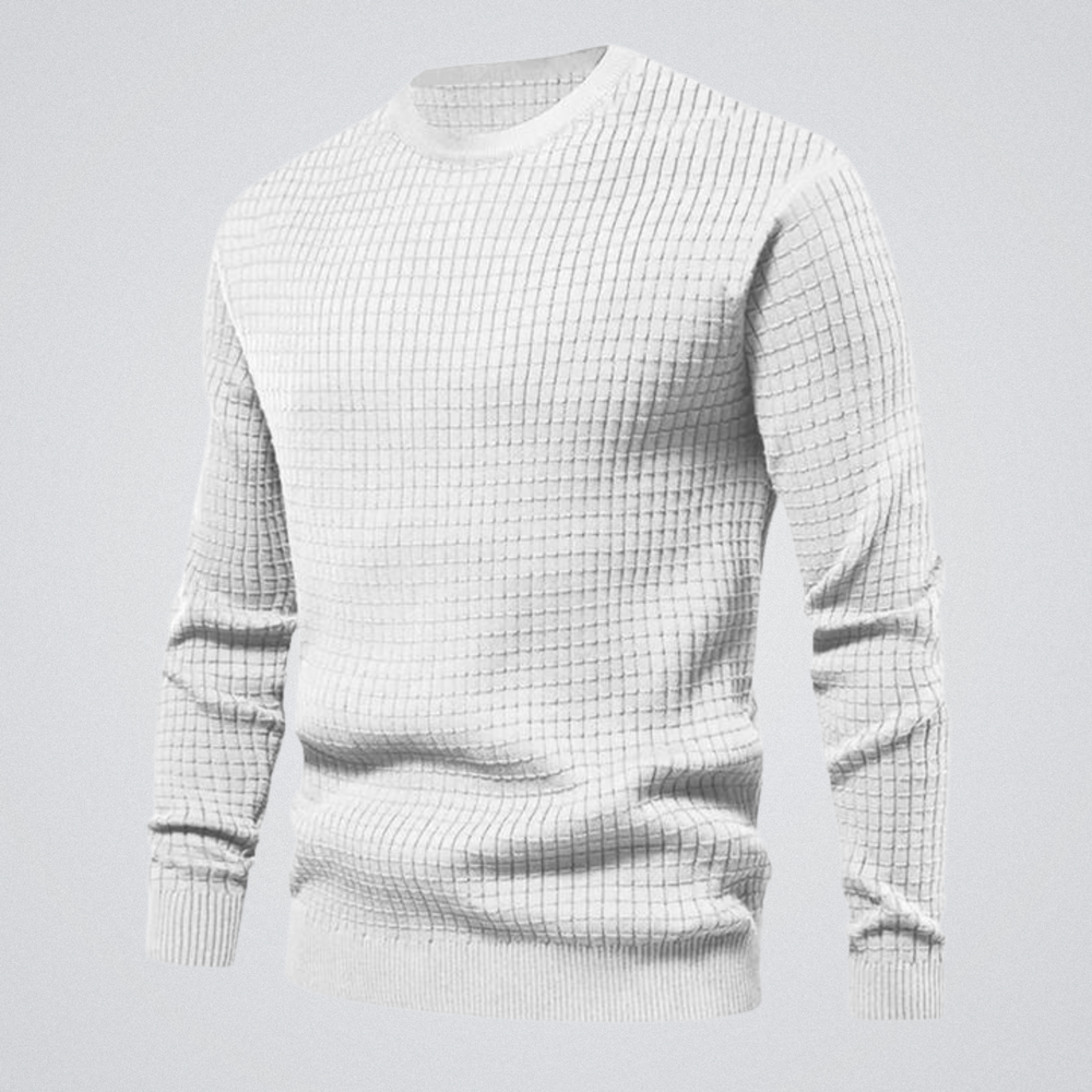 Ezra | Men's Waffle Knit Jumper Crew Neck