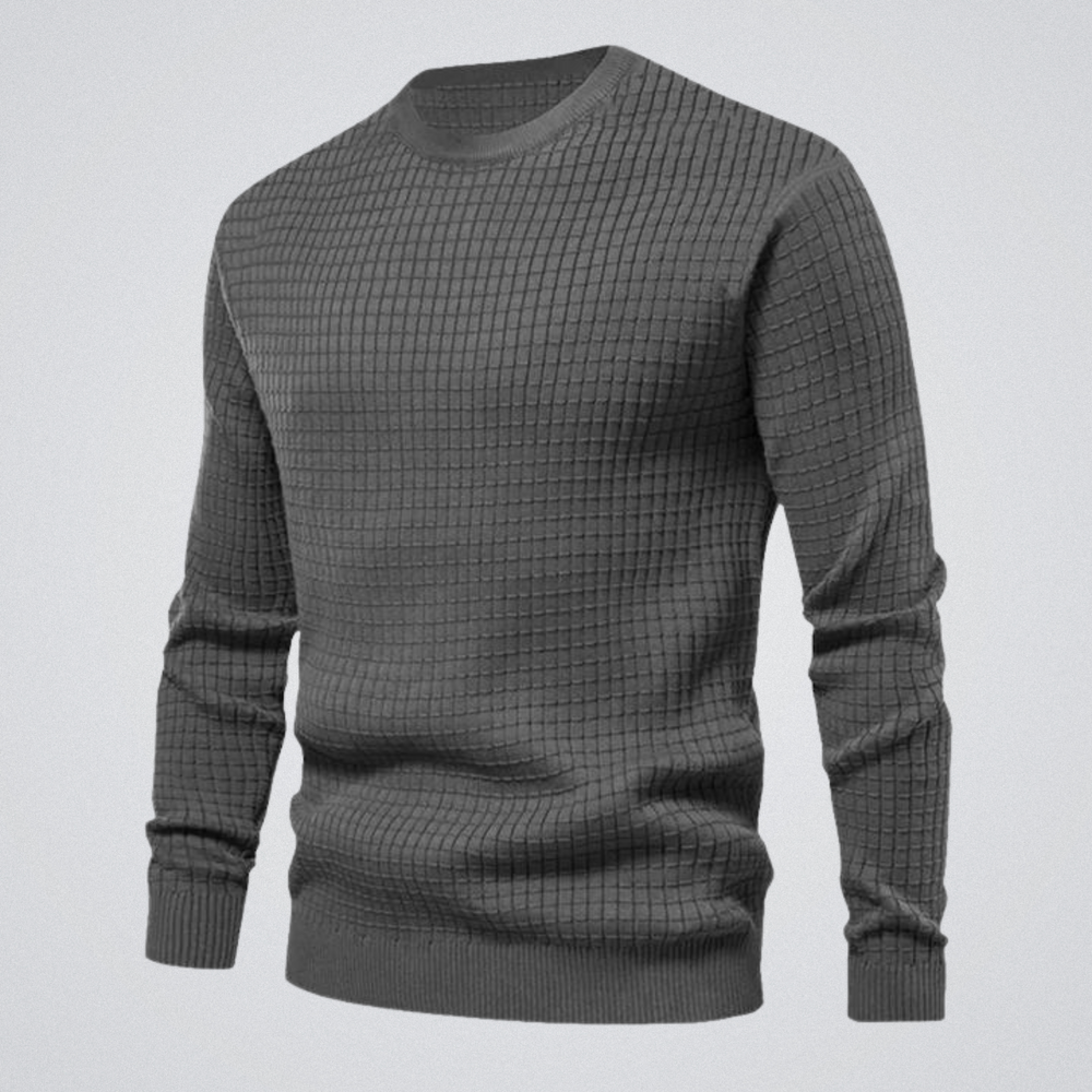 Ezra | Men's Waffle Knit Jumper Crew Neck