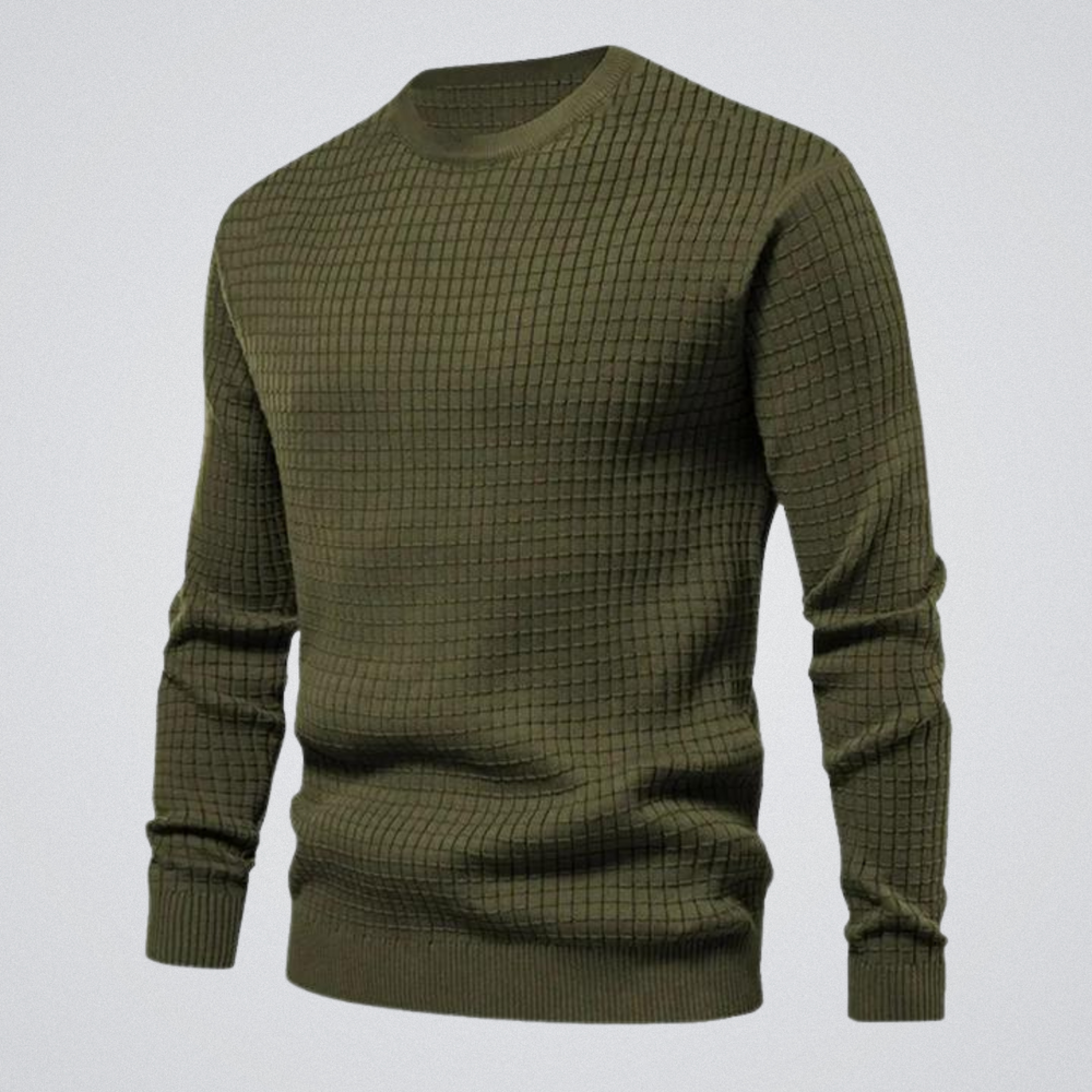 Ezra | Men's Waffle Knit Jumper Crew Neck