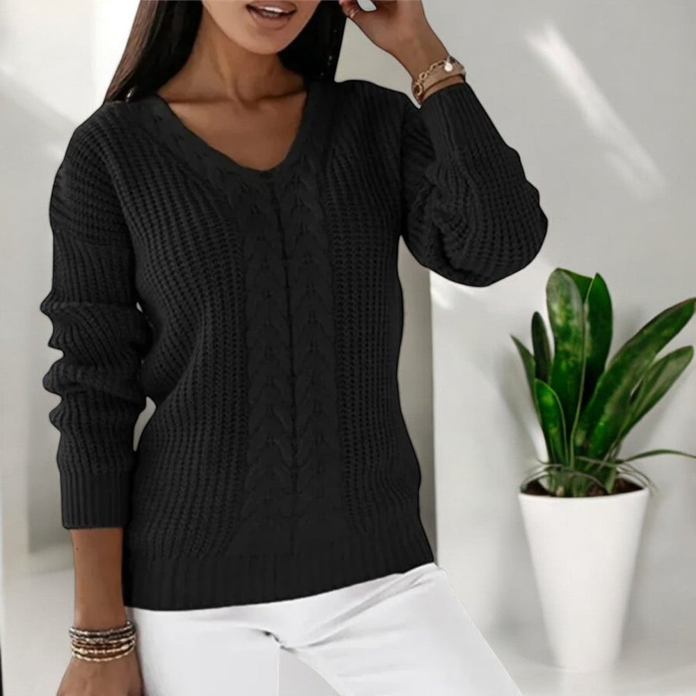Fiona | Women's Cable Knit V Neck Jumper