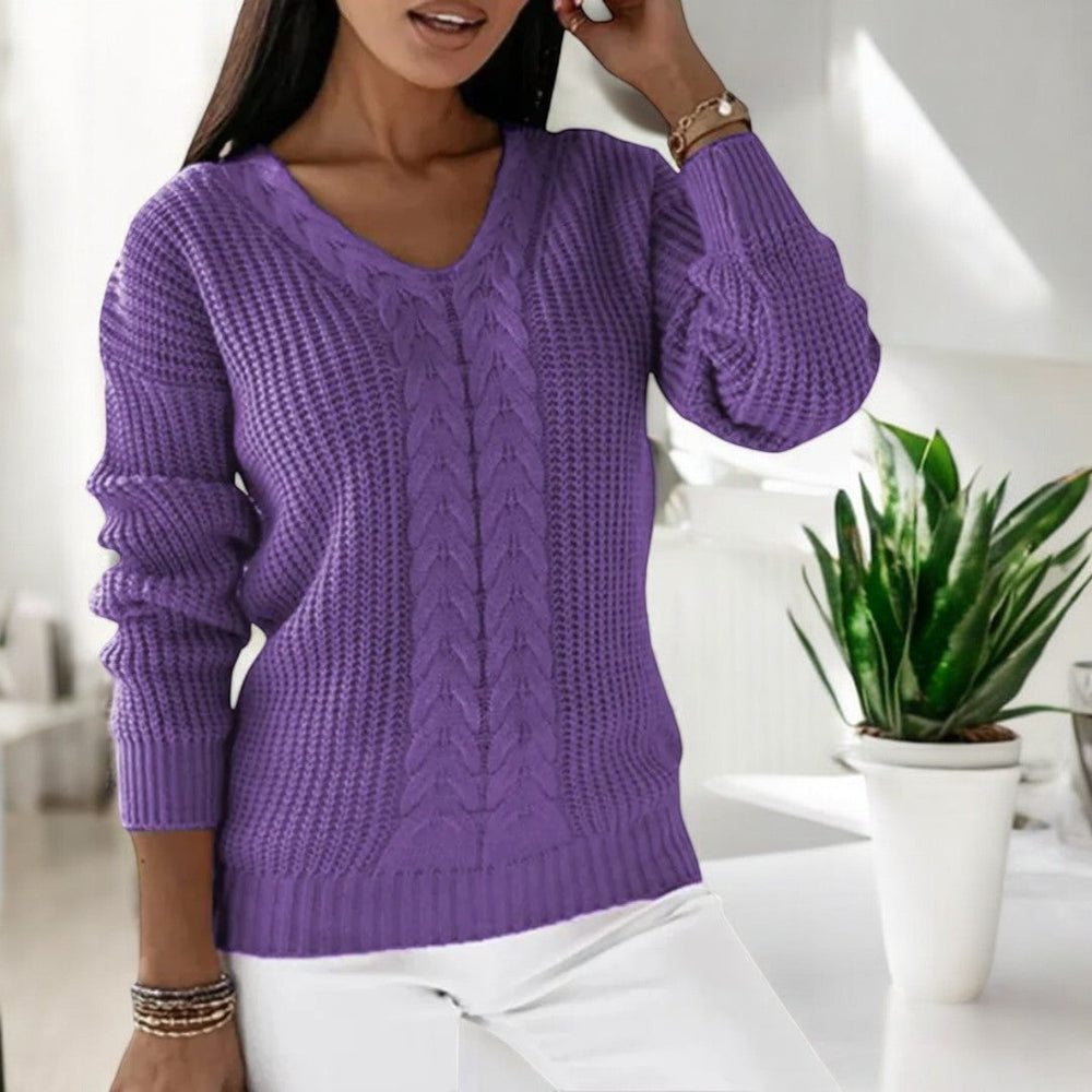 Fiona | Women's Cable Knit V Neck Jumper