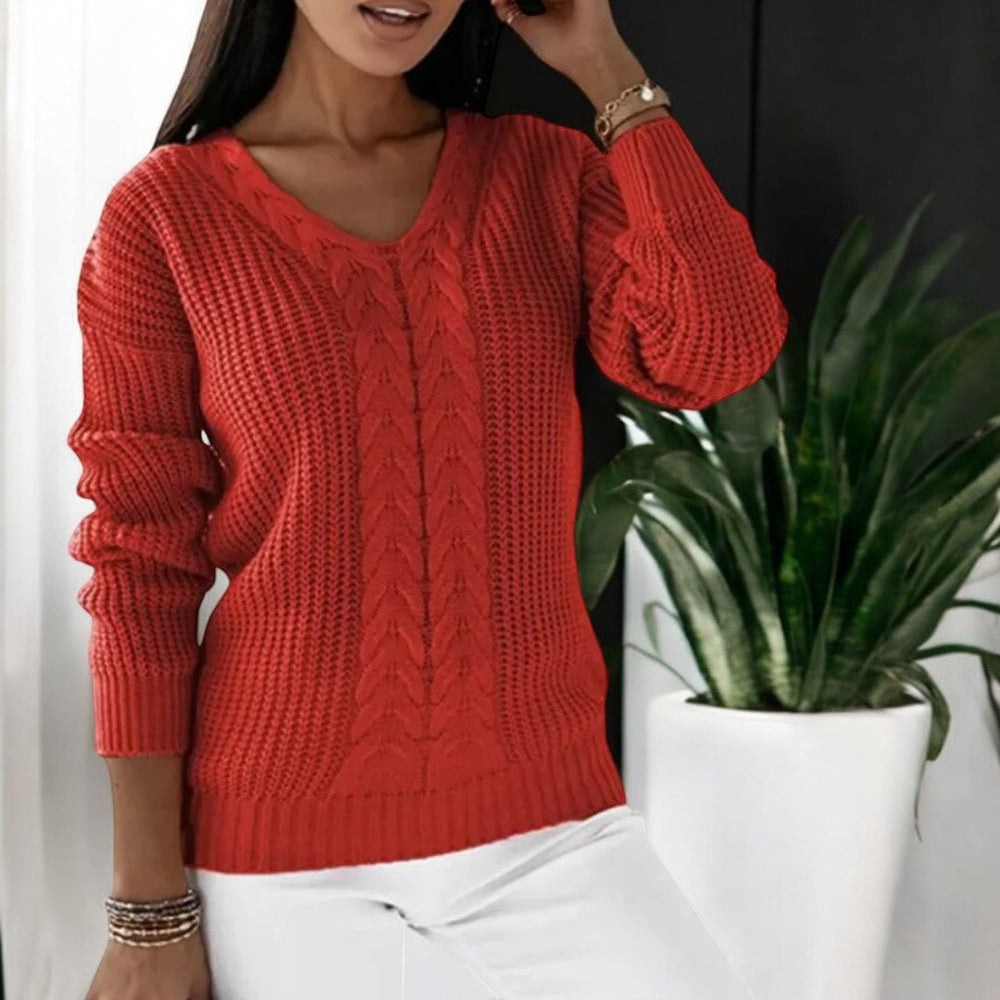 Fiona | Women's Cable Knit V Neck Jumper