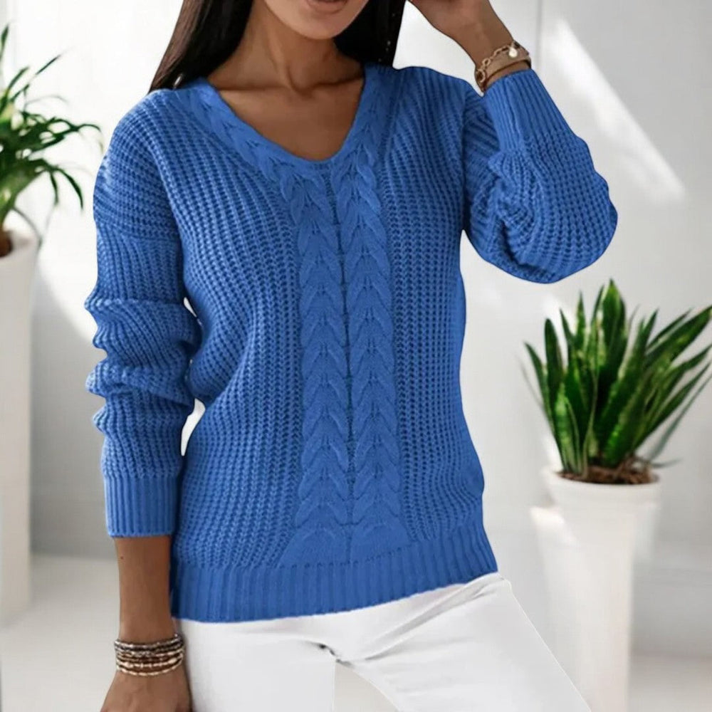 Fiona | Women's Cable Knit V Neck Jumper