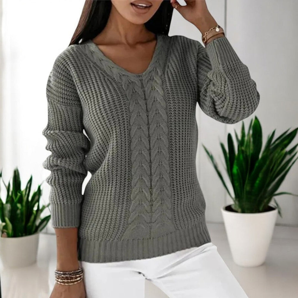 Fiona | Women's Cable Knit V Neck Jumper