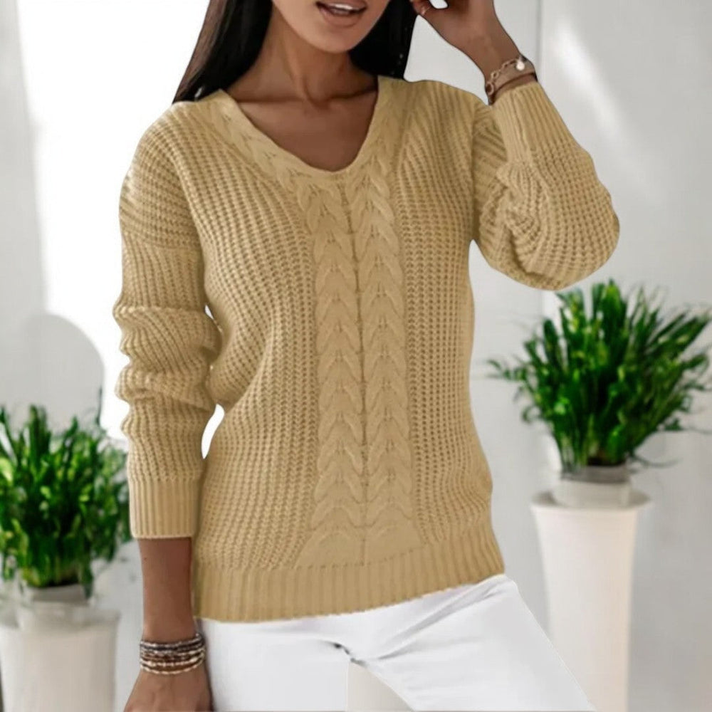 Fiona | Women's Cable Knit V Neck Jumper