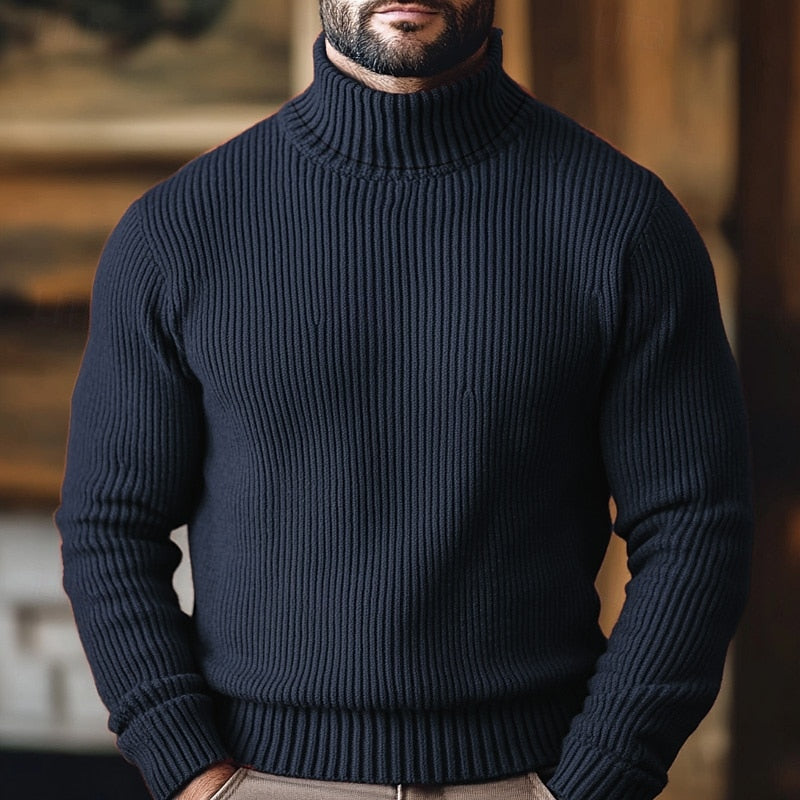 Hadrian | Men's Ribbed Polo Neck Jumper Knitted