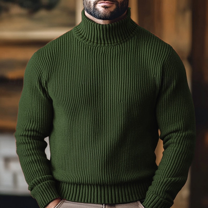 Hadrian | Men's Ribbed Polo Neck Jumper Knitted