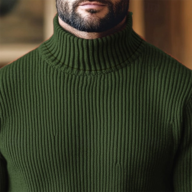 Hadrian | Men's Ribbed Polo Neck Jumper Knitted