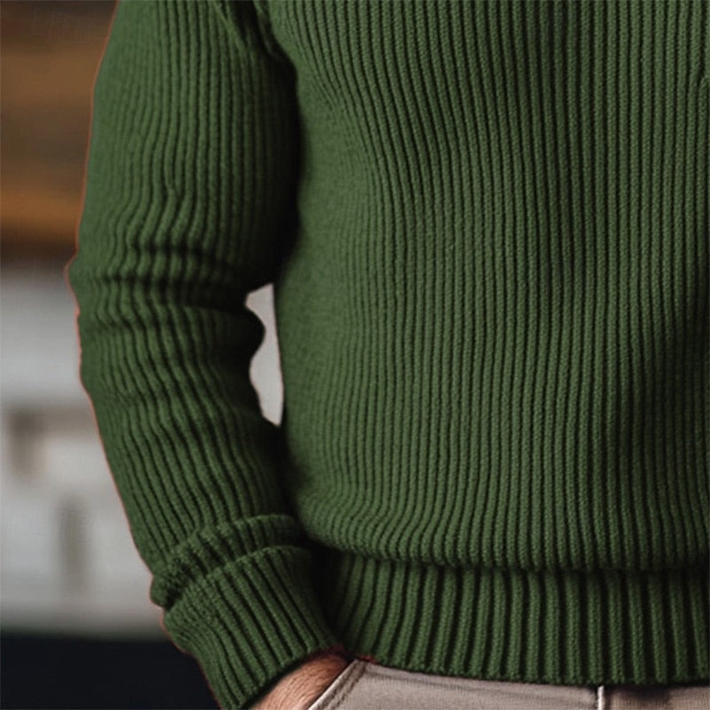 Hadrian | Men's Ribbed Polo Neck Jumper Knitted