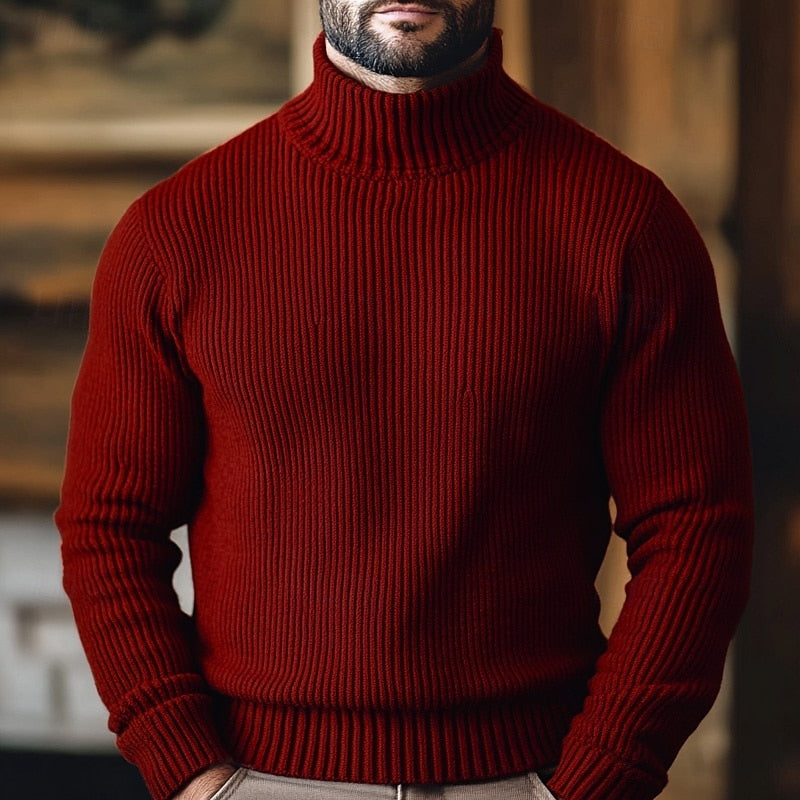 Hadrian | Men's Ribbed Polo Neck Jumper Knitted