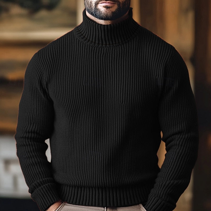 Hadrian | Men's Ribbed Polo Neck Jumper Knitted