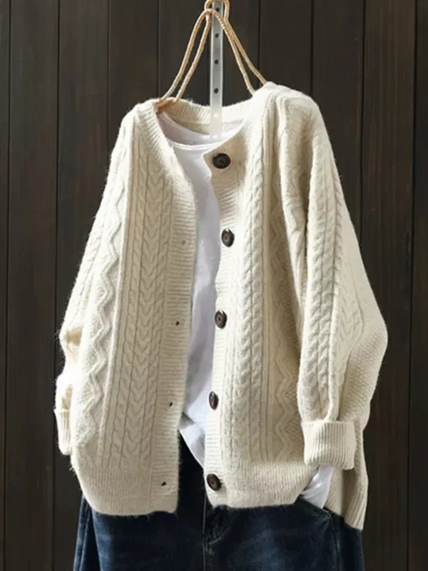 Jessamine | Women's Cable Knit Cardigan Oversized Button Up