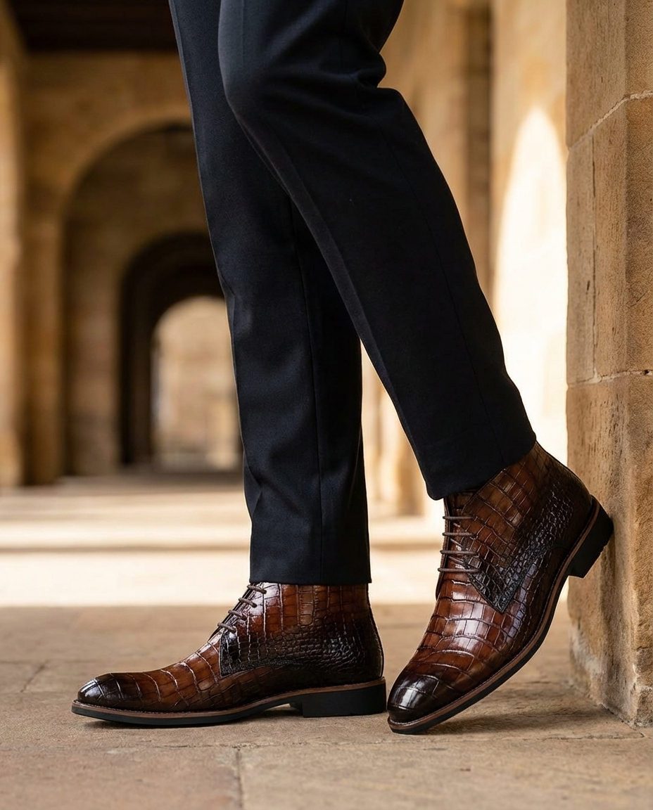 Lachlan | Men's Leather Boots Chelsea Brogue