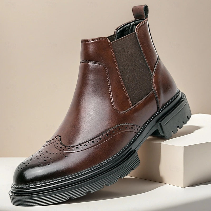 Llewellyn | Men's Brogue Chelsea Boots Leather