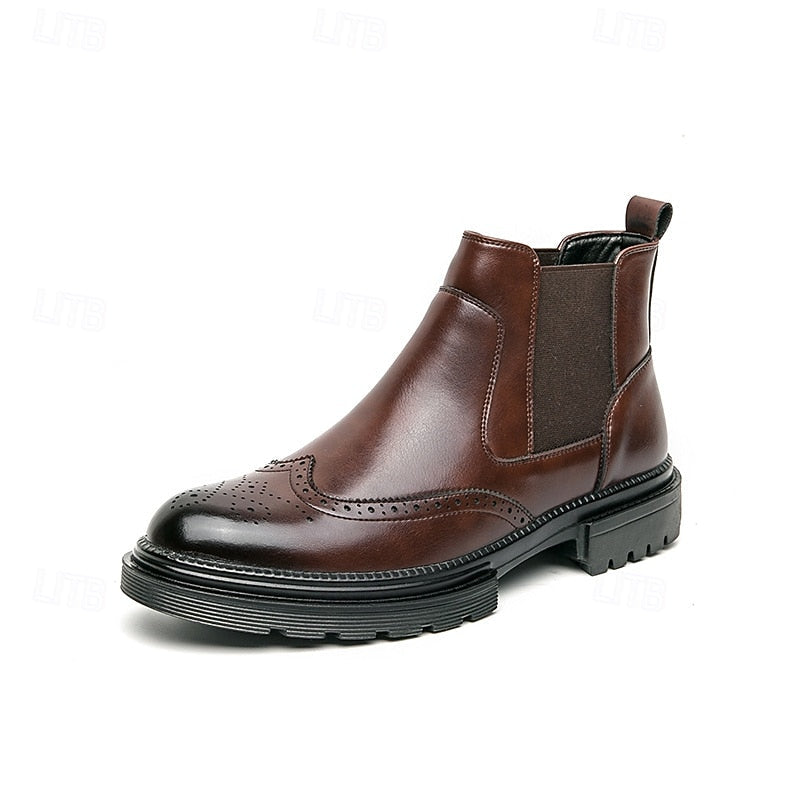 Llewellyn | Men's Brogue Chelsea Boots Leather