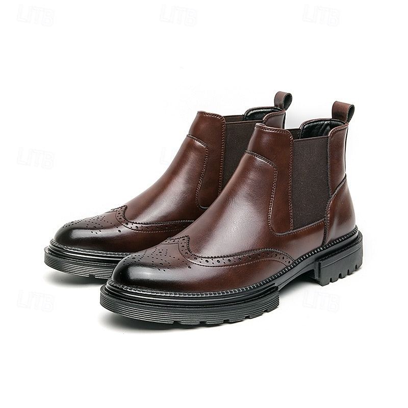 Llewellyn | Men's Brogue Chelsea Boots Leather