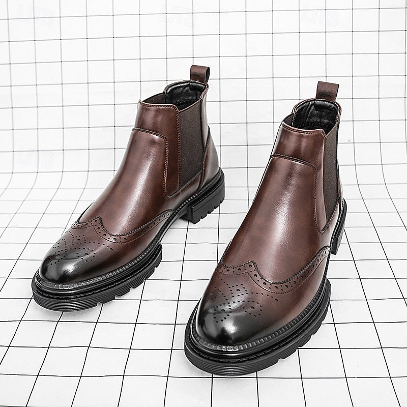 Llewellyn | Men's Brogue Chelsea Boots Leather