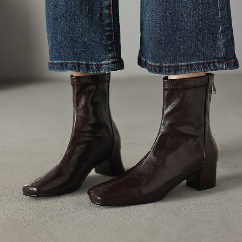 Magnolia | Women's Block Heel Leather Ankle Boots