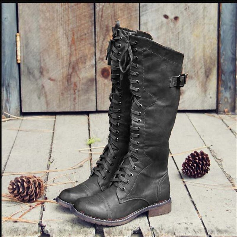 Odile | Women's Lace Up Knee High Boots Riding