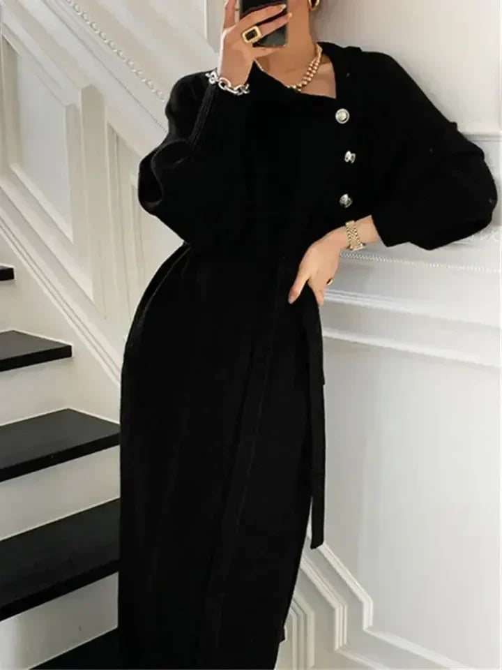 Petra | Women's Belted Jumper Dress Knitted Long