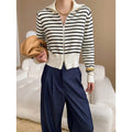 Sabine | Women's Striped Funnel Neck Zip Up Jumper