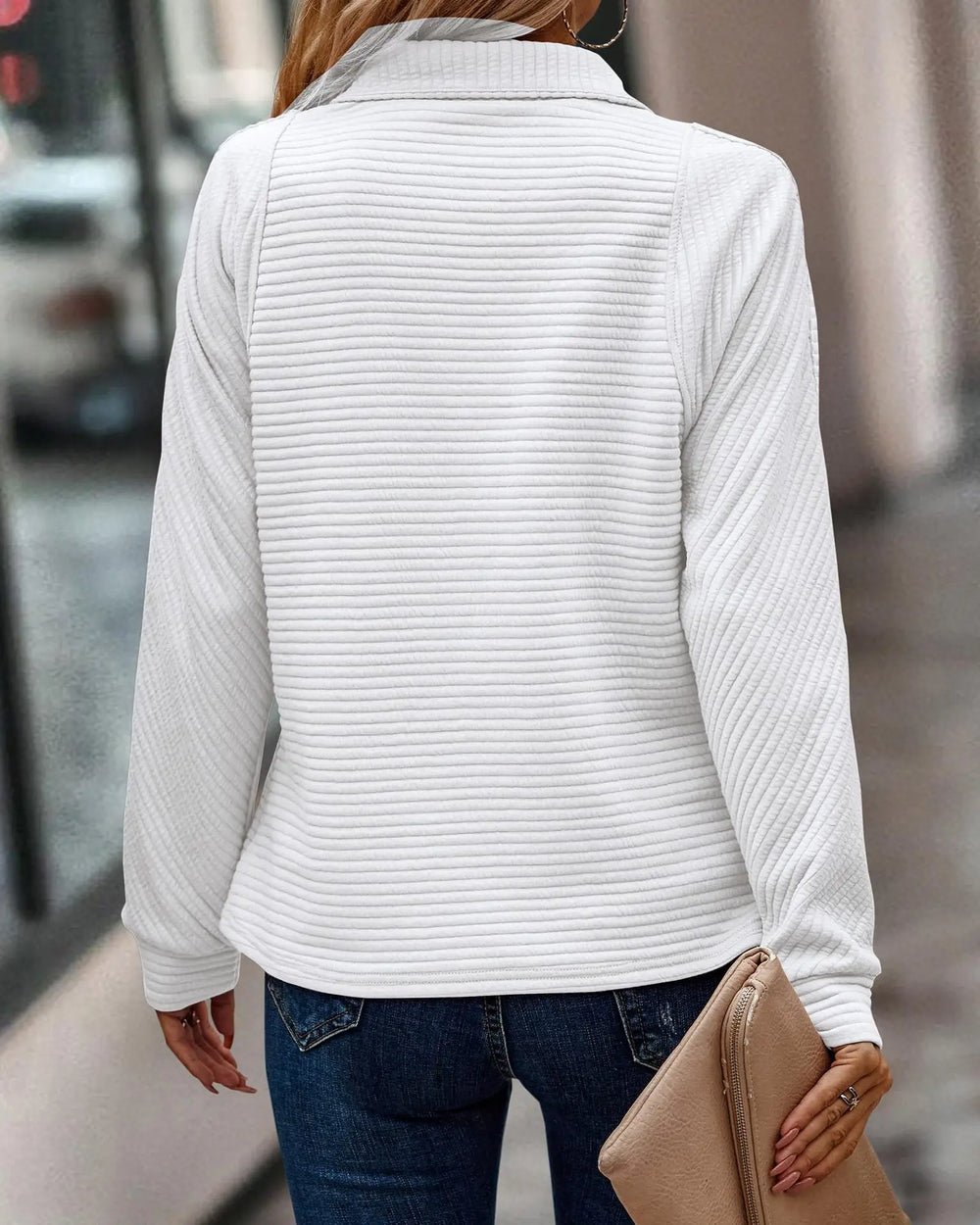 Selina | Women's V Neck Zip Up Jumper