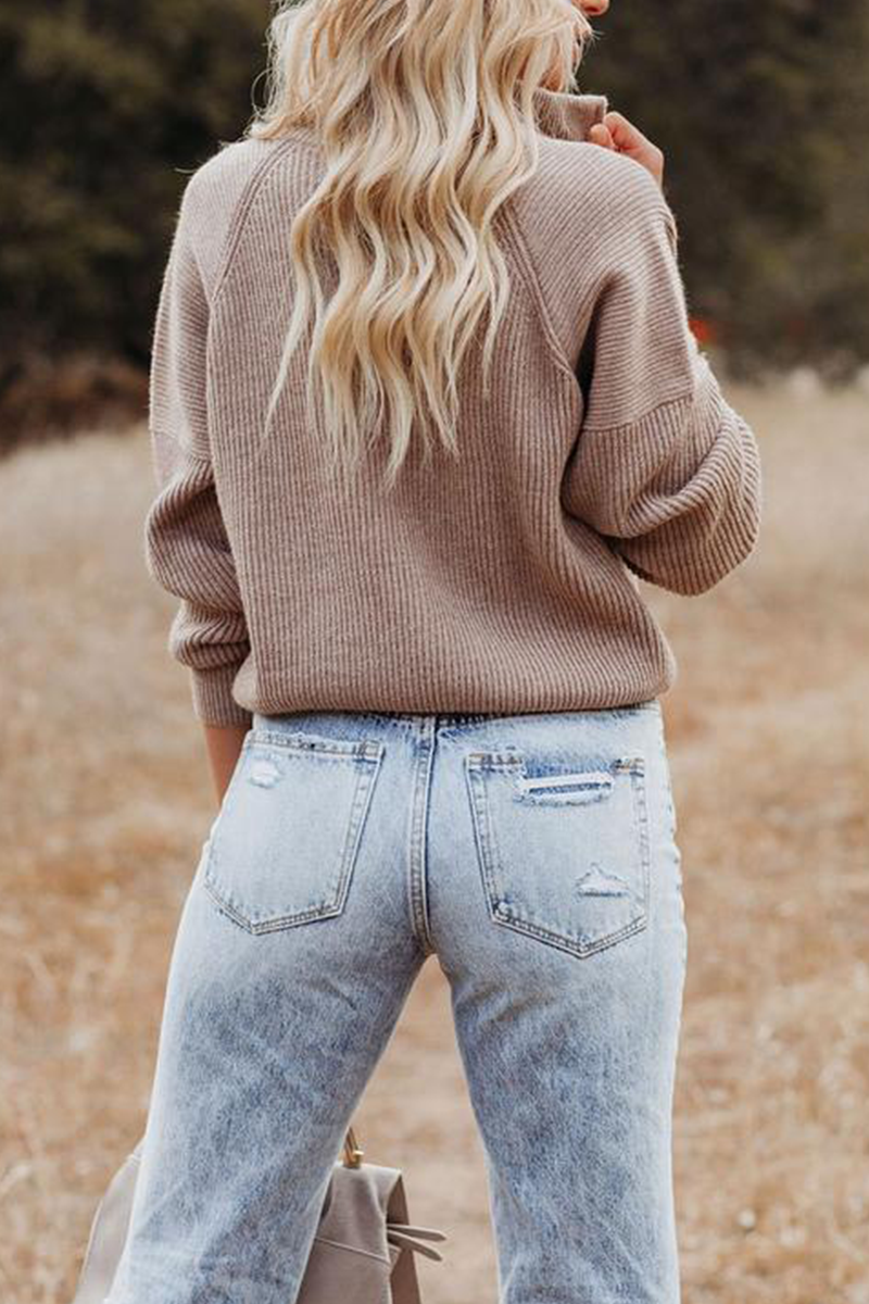 Serena | Women's Funnel Neck Zip Up Knitted Jumper