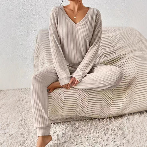 Theodosia | Women's Ribbed Knitted Lounge Set Loungewear