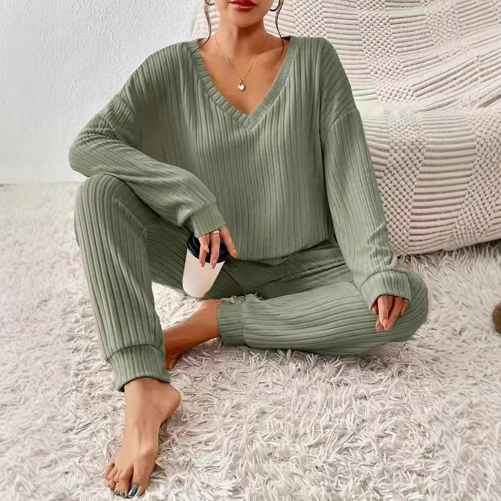 Theodosia | Women's Ribbed Knitted Lounge Set Loungewear