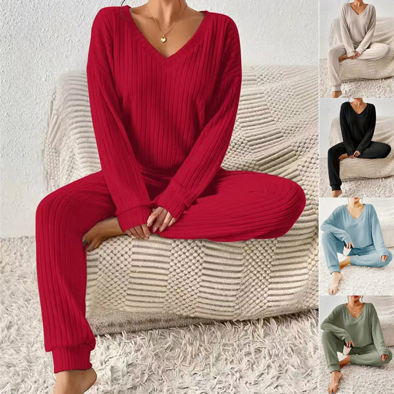 Theodosia | Women's Ribbed Knitted Lounge Set Loungewear