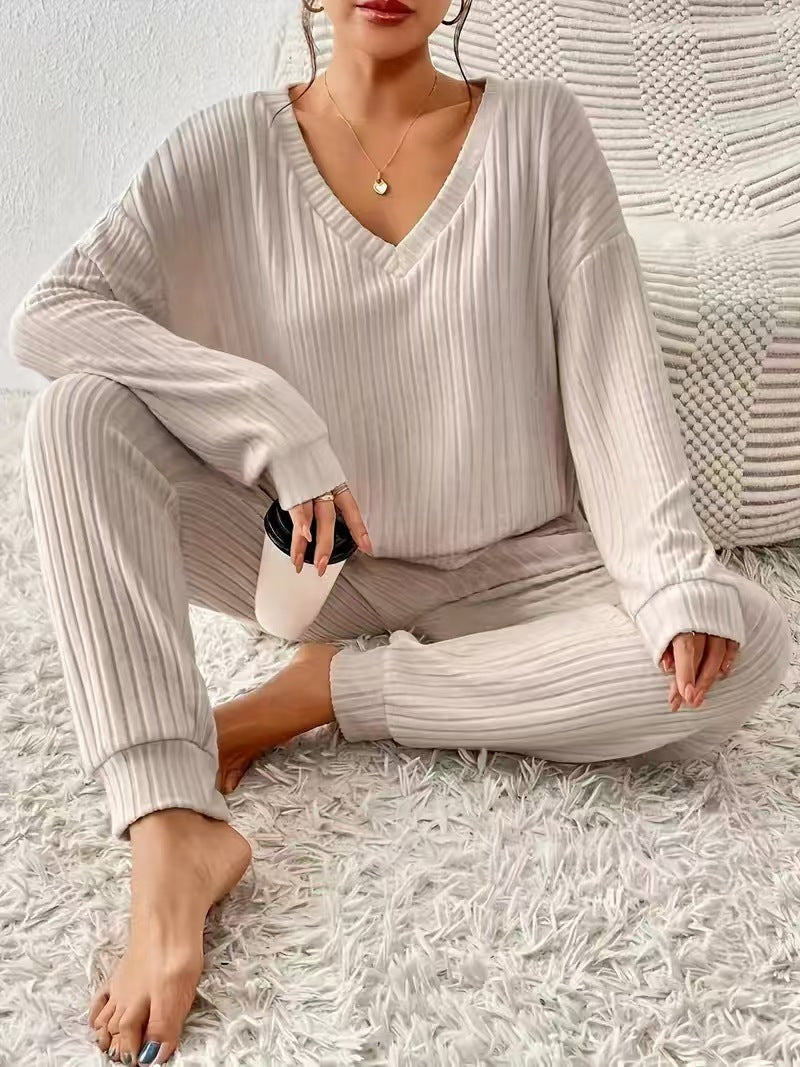 Theodosia | Women's Ribbed Knitted Lounge Set Loungewear