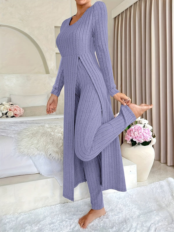 Verity | Women's Ribbed Two Piece Lounge Set Loungewear